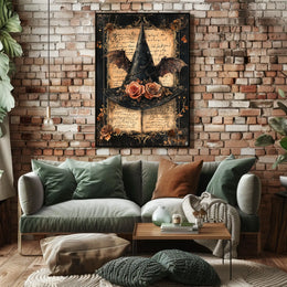 Mystical Witch Hat Halloween Scene Artistic Poster