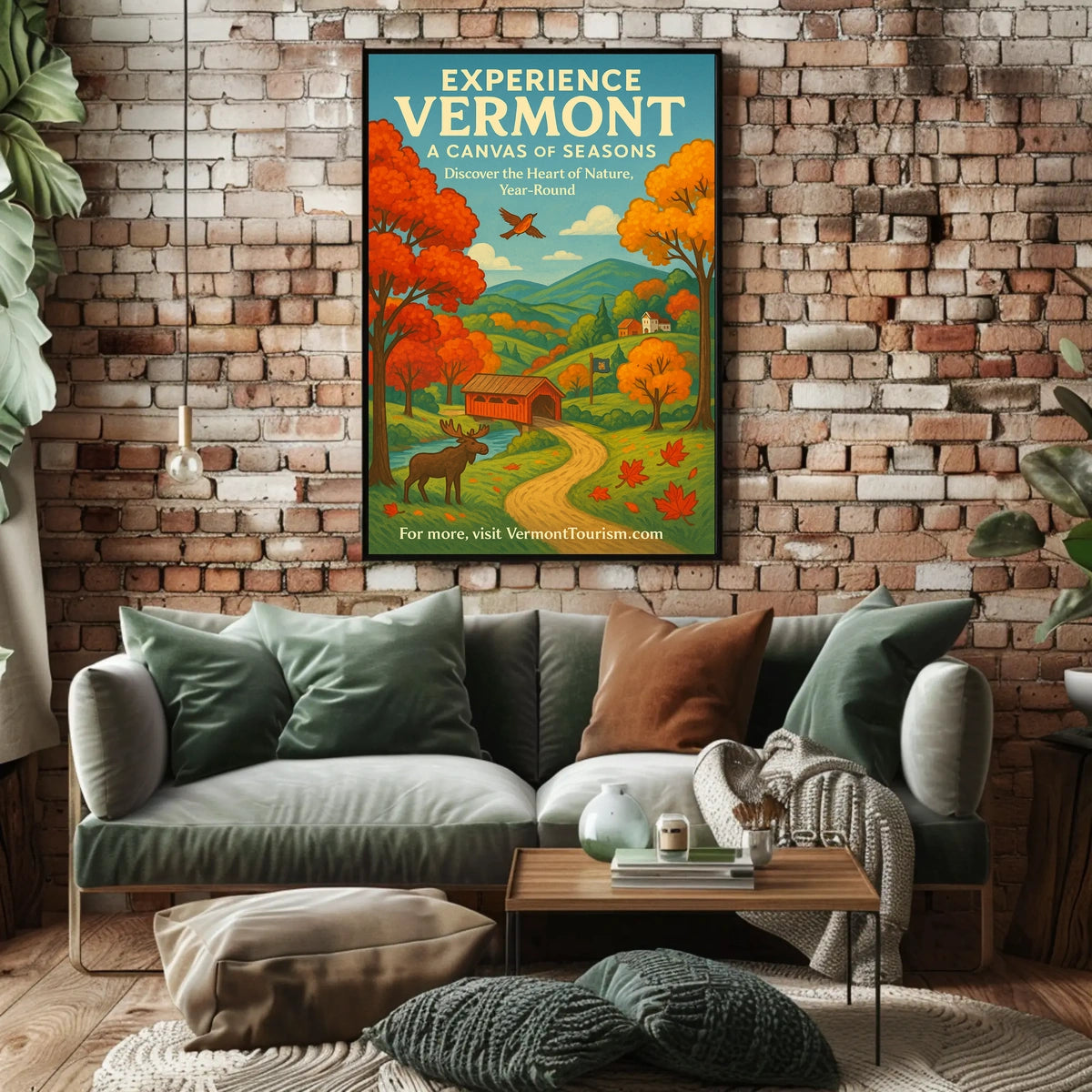 Vermont Scenery Nature Autumn Illustration Poster