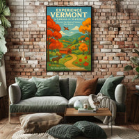 Vermont Scenery Nature Autumn Illustration Poster