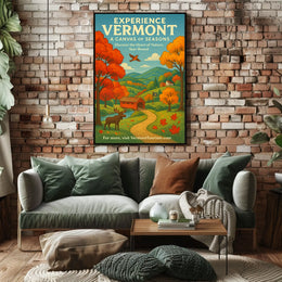 Vermont Scenery Nature Autumn Illustration Poster