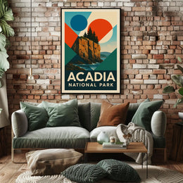 Acadia National Park Scenic Vintage Coastal Landscape Wanderlust Spirit Timeless Iconic Poster