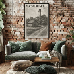 Massachusetts Lighthouse Scene Poster