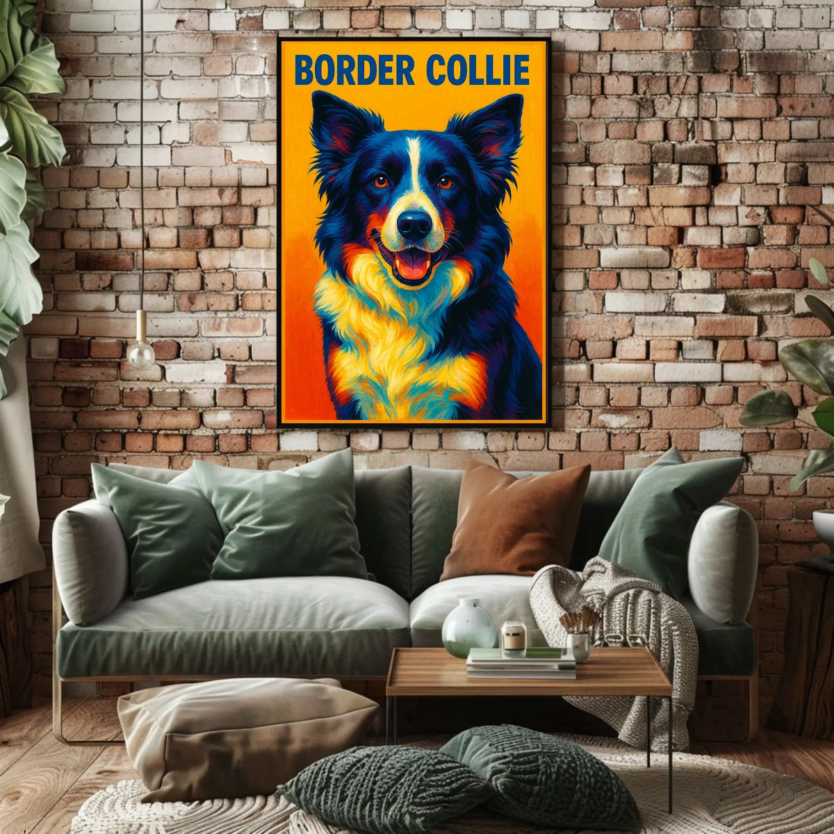 Vibrant Border Collie Portrait Poster