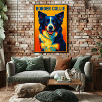 Vibrant Border Collie Portrait Poster