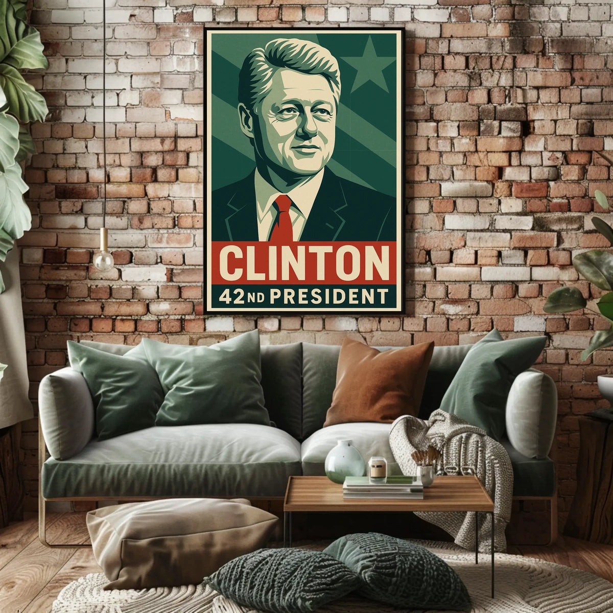 Clinton Cityscape 42nd President Wanderlust Poster