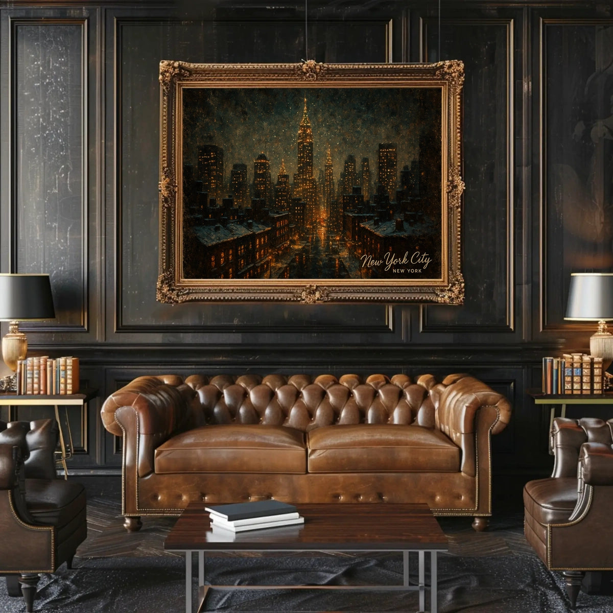 New York City Skyline at Night Poster