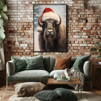 Festive Bison In Winter Wonderland Poster