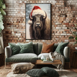 Festive Bison In Winter Wonderland Poster