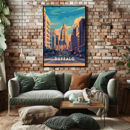 Buffalo Art Deco Urban Cityscape Poster Modern Wall Art