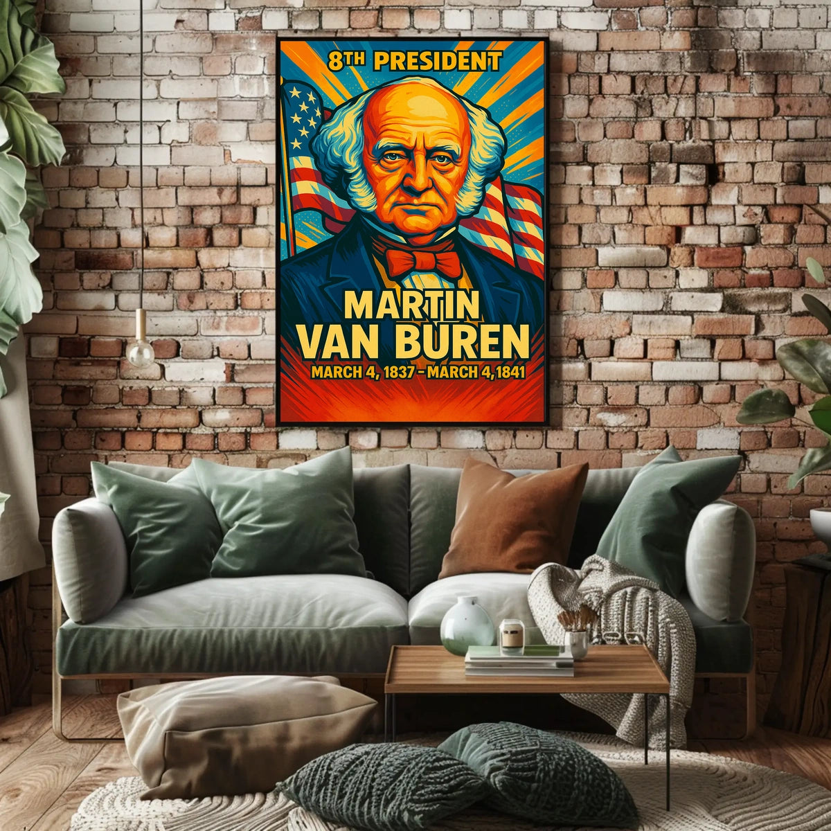 Martin Van Buren 8th President of the United States Colorful Comic Book Style Poster