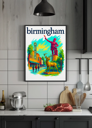 Birmingham Michigan Wall Art Vintage Travel Poster