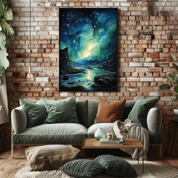 Aurora Borealis Northern Lights Landscape Artistic Poster
