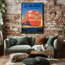 Journey to the East with Trans-Australian Railway Poster PosterGoat
