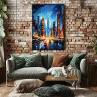 Dynamic Cityscape Skyscraper Modern Art Futuristic Sci-Fi Poster
