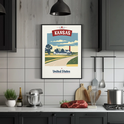 Kansas Country Road Vintage Poster