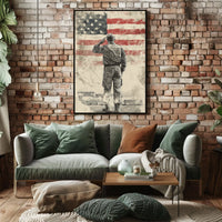 Honoring American Veteran Saluting Flag Scene Poster