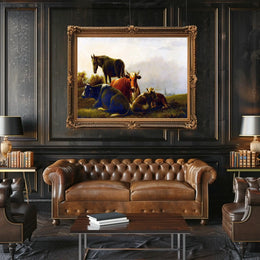 Pastoral Countryside Scene with Farm Animals - Animal Poster