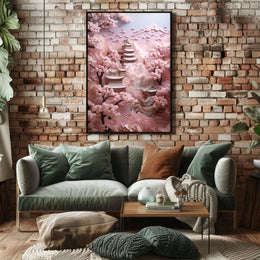 Serene Japanese Architecture in Spring, Cultural or Heritage Poster