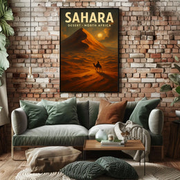 Sahara Desert Camel Adventure Travel Cinematic Poster