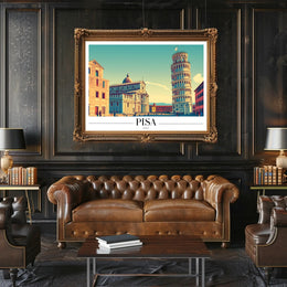 Pisa Italy Landscape Art Print Travel Poster