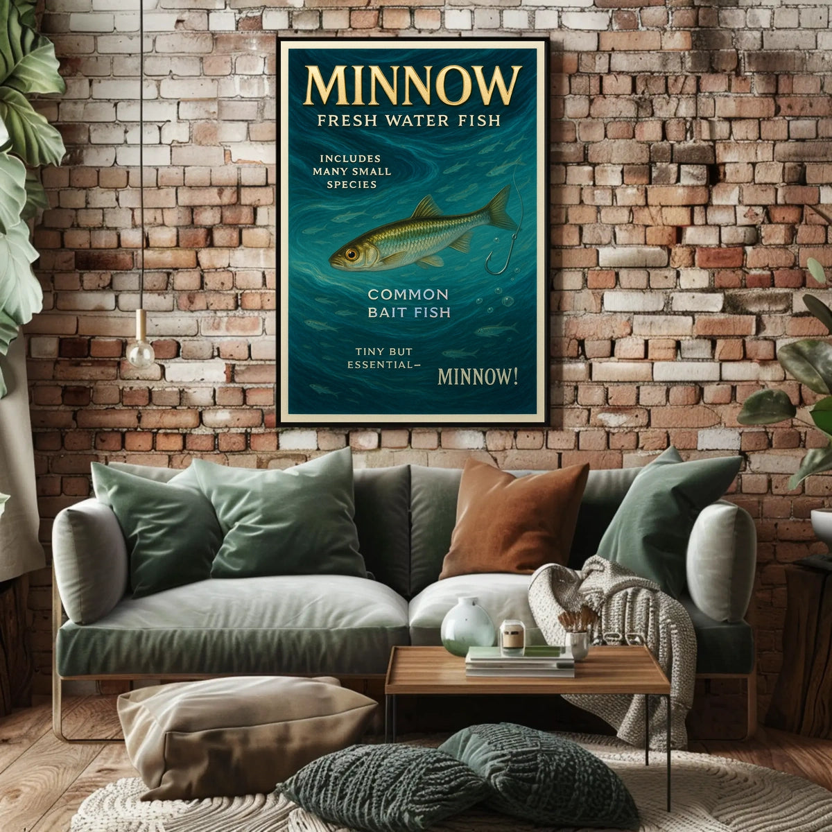 Minnow Vintage Illustration Fishing Poster Art Print