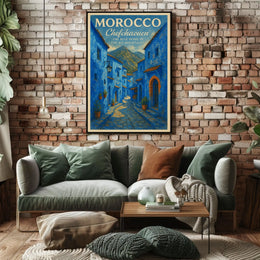 Chefchaouen Blue Pearl Watercolor Art Poster Print