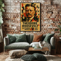 Theodore Roosevelt 26th President of the United States Layered paper Collage Poster