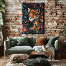 Majestic Jaguar Wall Art in Bloom Print