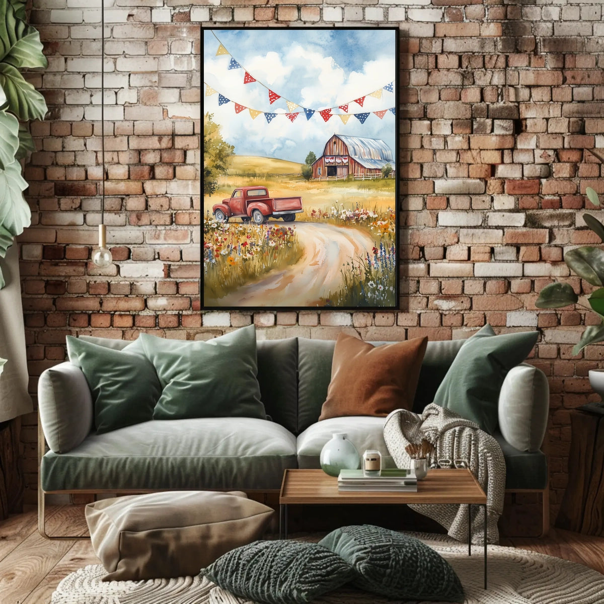 Vintage Pickup Truck Abstract Art Print Wall Decor Poster
