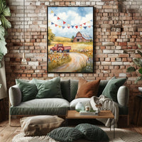 Vintage Pickup Truck Abstract Art Print Wall Decor Poster