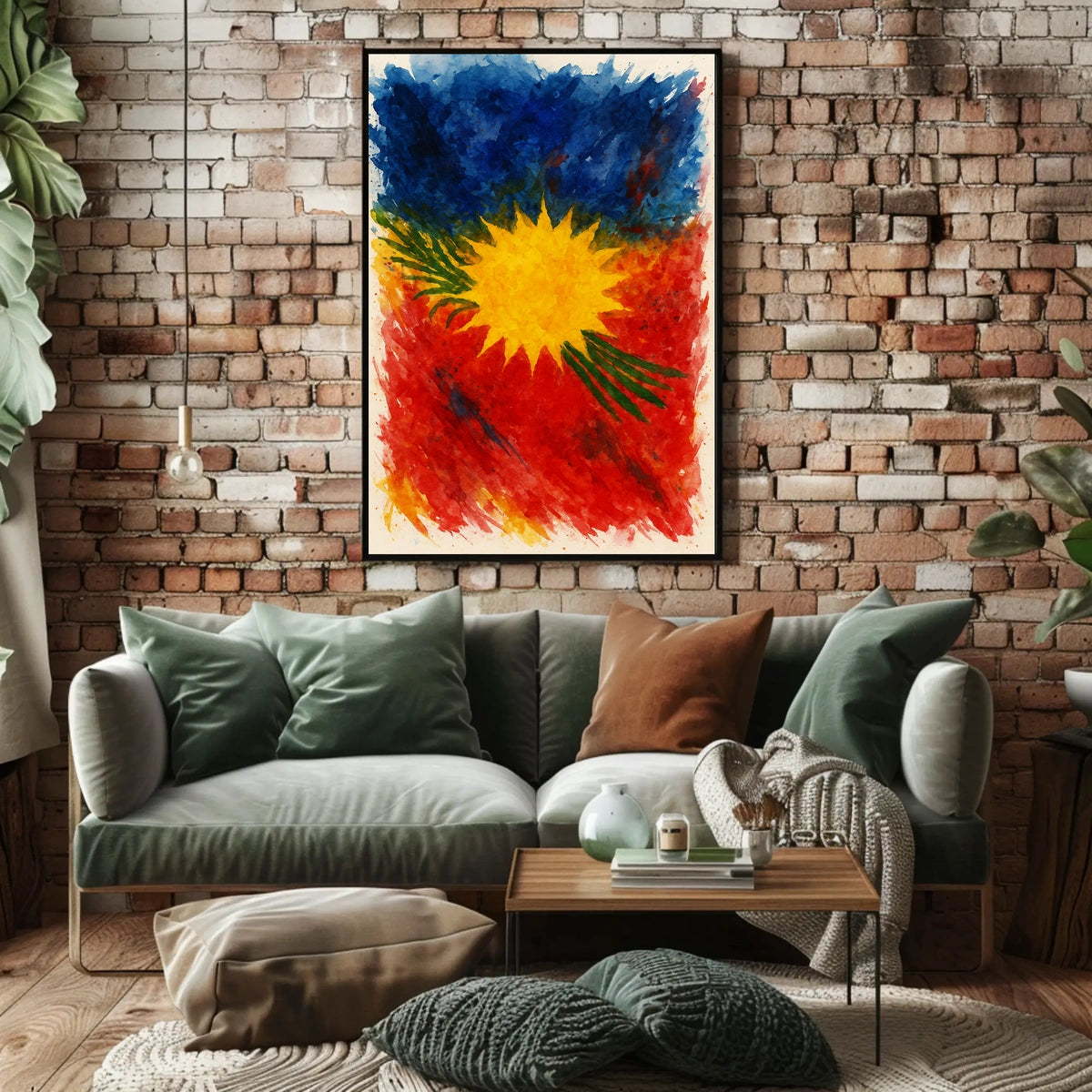 Vibrant Abstract Sunburst Abstract Poster