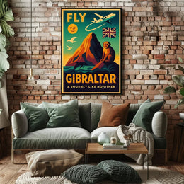 Fly Gibraltar Adventure in Vintage Travel Poster PosterGoat