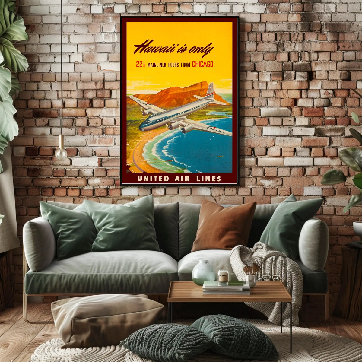 United Air Lines Hawaii Travel Poster