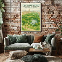 Central Park Harmony Cityscape Poster Vintage Wall Art