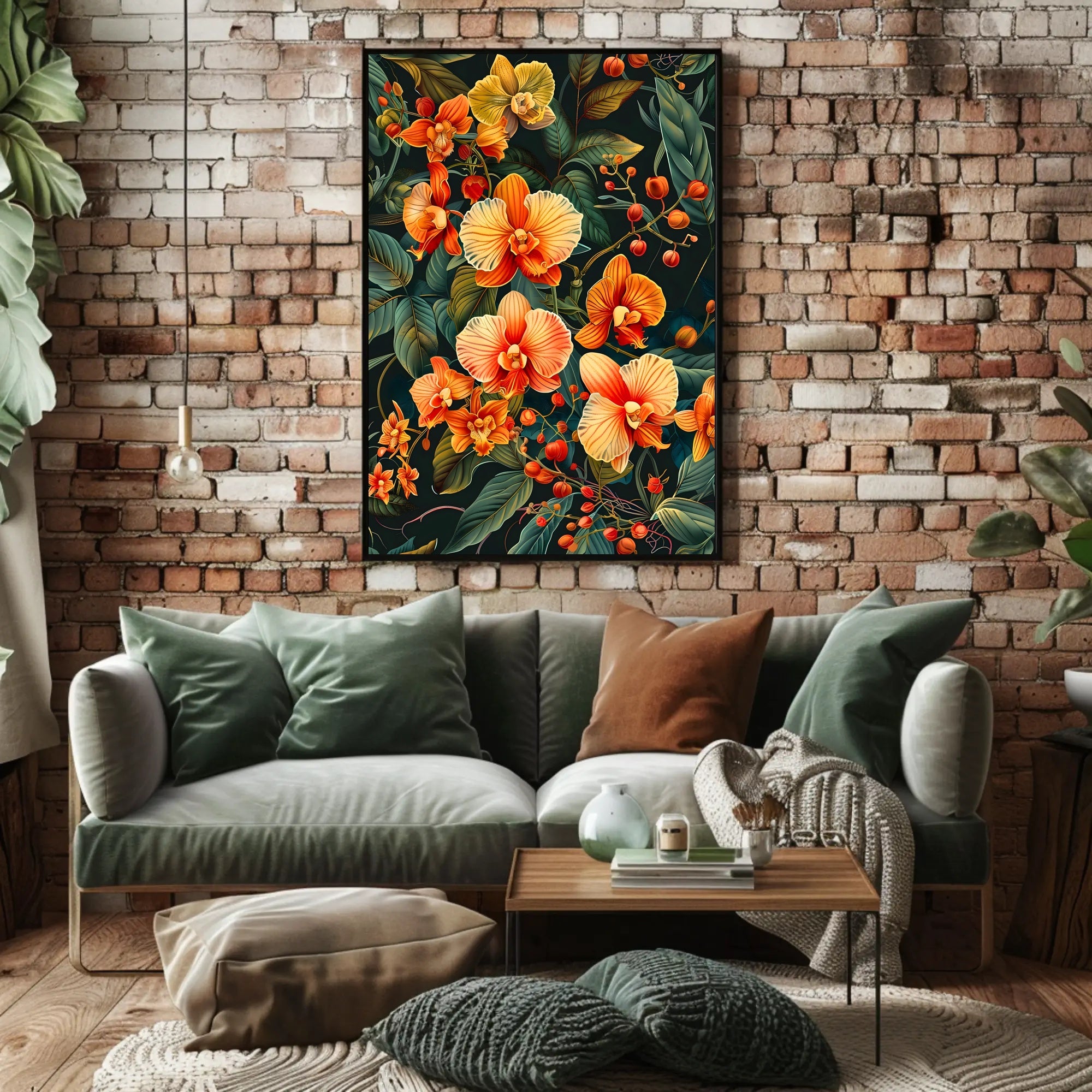 Vibrant Orchid Botanical Art Poster for Modern Tropical Decor