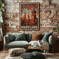 Frederick Maryland Vintage Cityscape Wanderlust Decor Poster