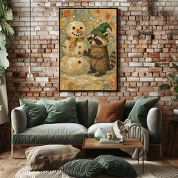 Winter Wonderland With Raccoon And Poster