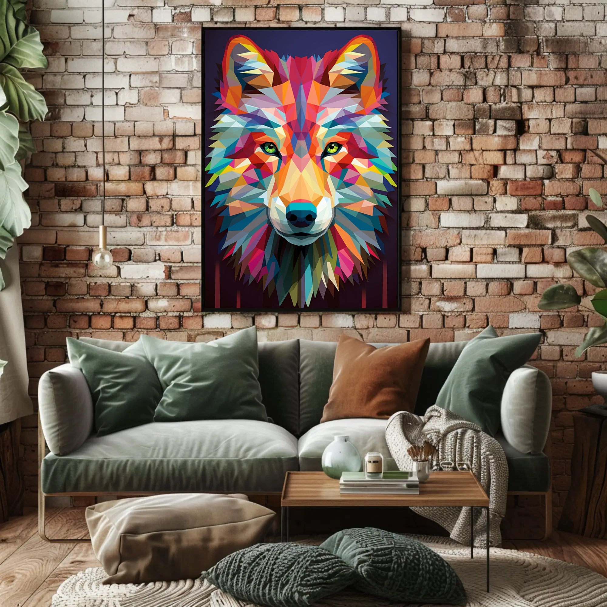 Geometric Wolf Art Poster PosterGoat