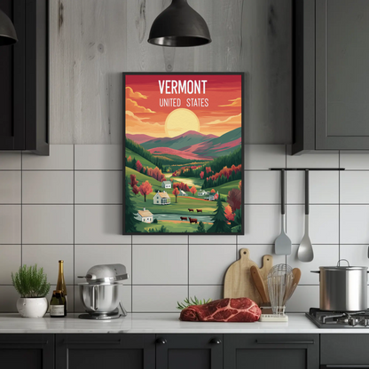 Vermont Vintage Poster - Sunset Valley