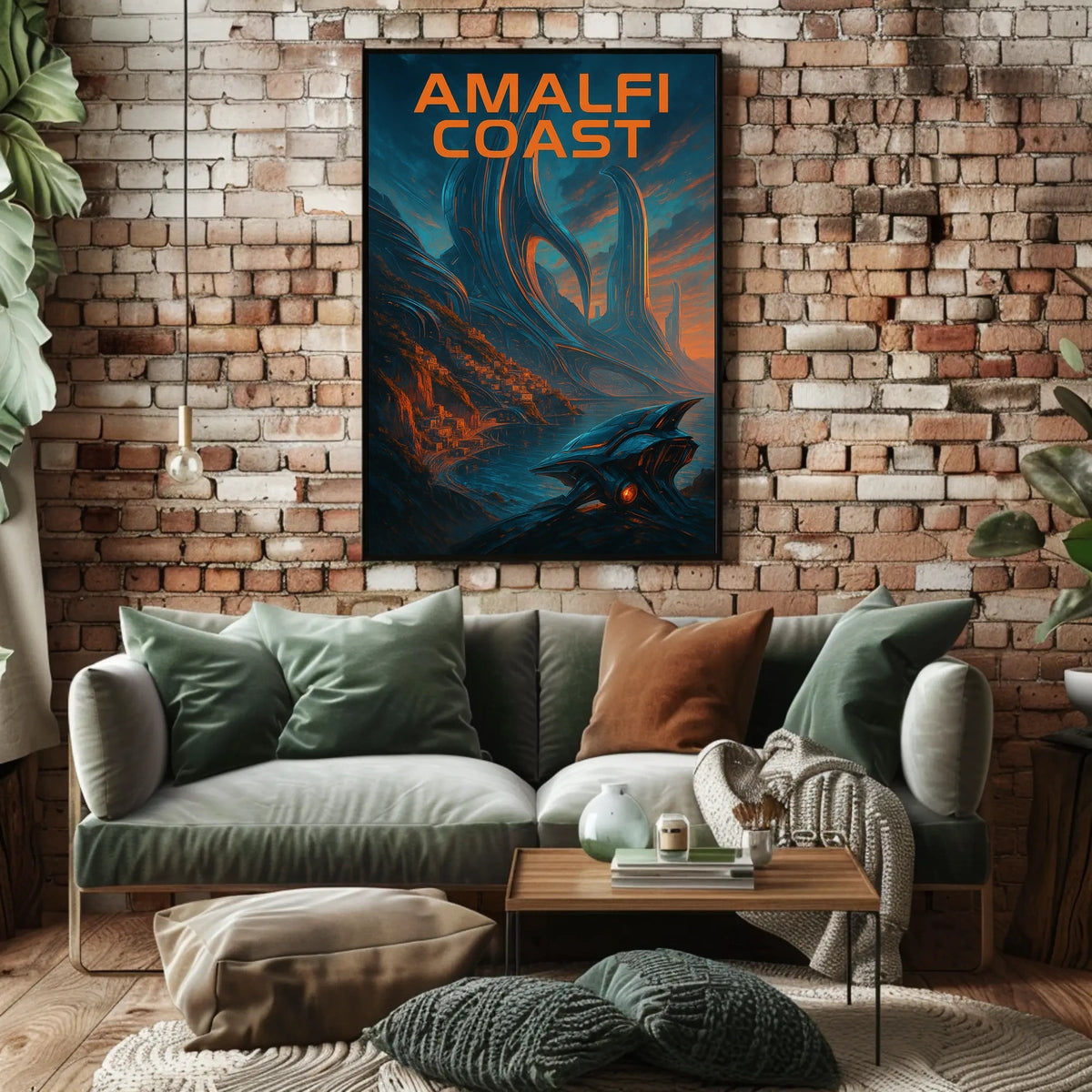 Amalfi Coast Futuristic Vision Poster 18x24 Wall Art