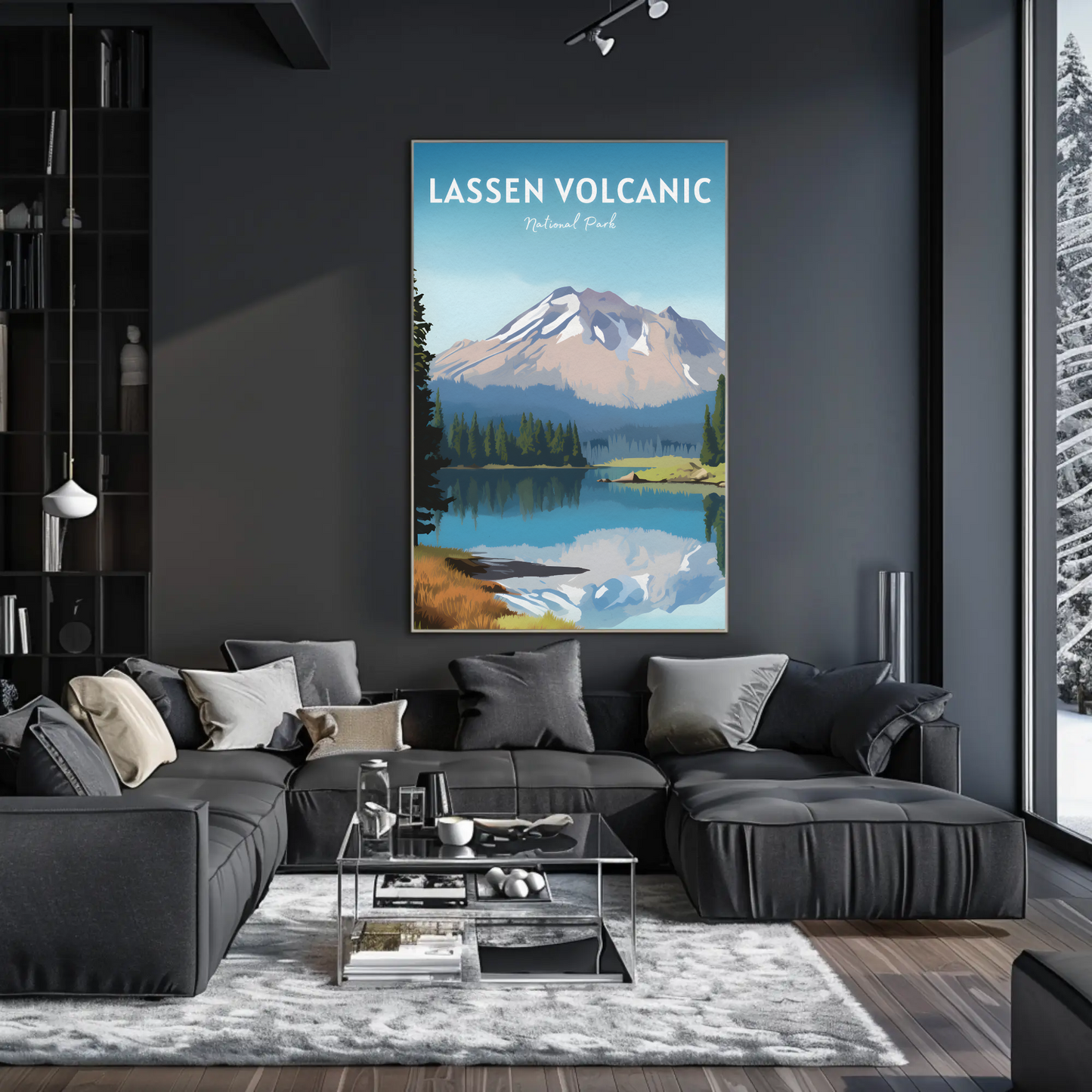 Lassen Volcanic National Park Mountain Lake Nature Travel Poster