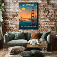 Golden Gate Bridge Vintage Travel Poster Art