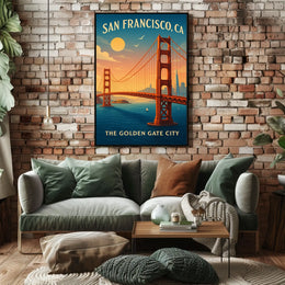 Golden Gate Bridge Vintage Travel Poster Art