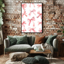 Delicate Pink Bows Watercolor – Abstract or Artistic Poster PosterGoat
