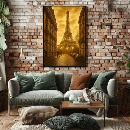 Parisian Romance: Vintage Eiffel Tower Urban Cityscape Poster