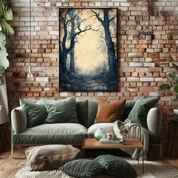 Haunting Pathway Forest Scene: Abstract Artistic Poster