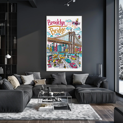 Brooklyn Bridge New York Iconic Landmark Travel Poster