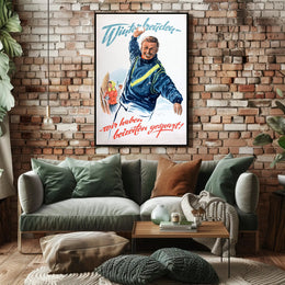 Cheerful Winter Scene Vintage Propaganda Poster PosterGoat