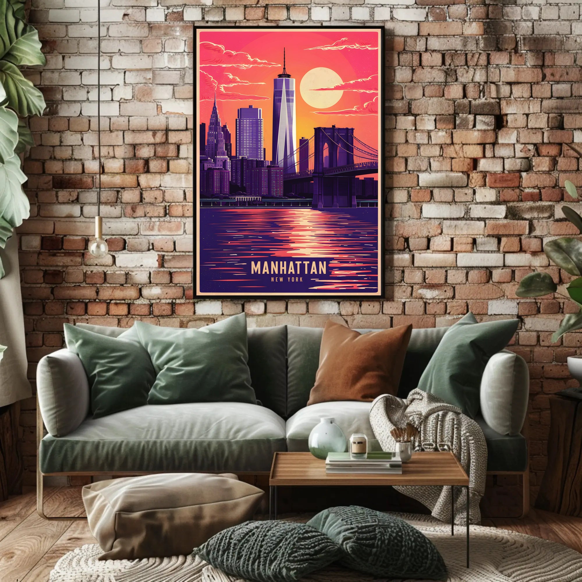 Manhattan Skyline at Sunset Poster