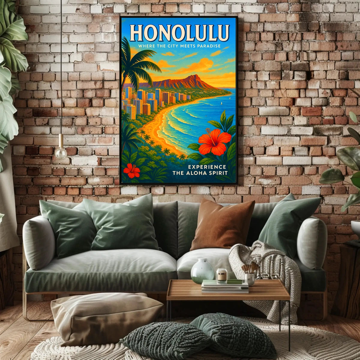 Honolulu Where the City Meets Paradise Poster